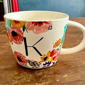 Opal House Floral 16oz Stoneware Coffee Mug with Monogram K|